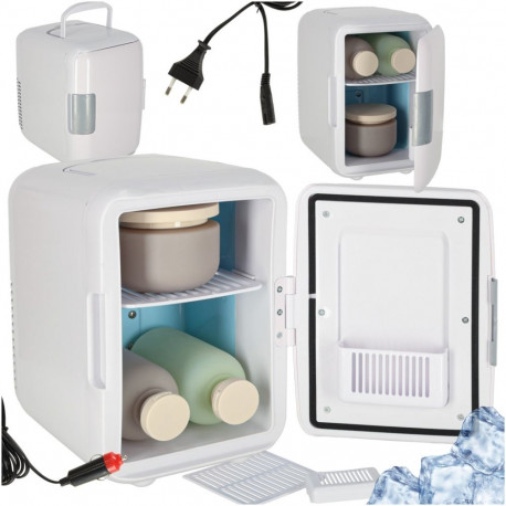 Elektriauto mini reisikülmik toidu kosmeetika soojendus jahutus 2in1 4L valge