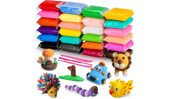 Kiddyz 24pcs Modelling Clay Set Soft Air-Dry & Non-Toxic Creative DIY Toy Multicolor