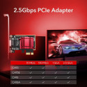 Cudy PE25 2.5G Ethernet PCIe Adapter Realtek Chipset VLAN Jumbo Frame Flow Control Black