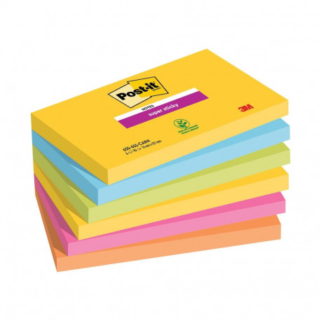Märkmepaber 76x127mm POST-IT Super Sticky Carnival 6x90 lehte