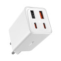 Seina kiirlaadija GaN6 Pro 65W 2xUSB-A + 2xUSB-C QC PD koos USB-C kaabliga 1m, valge