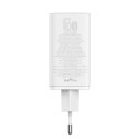 Seina kiirlaadija GaN6 Pro 65W 2xUSB-A + 2xUSB-C QC PD koos USB-C kaabliga 1m, valge