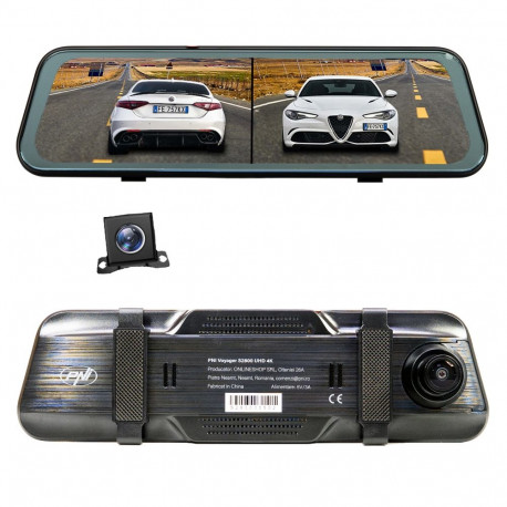 Car DVR camera PNI Voyager S2800 UHD 4K 170° built into the rearview mirror, 9.66 inch, IPS touchscr