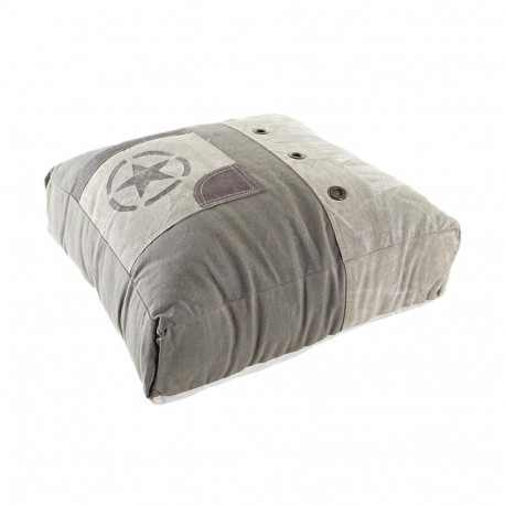 Cushion DKD Home Decor Floor Beige Brown Polyester Cotton Leather Star Aluminium Vintage (50 x 14 x 