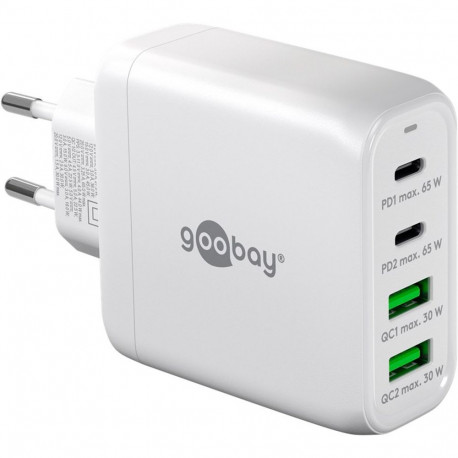 USB-C Multiport-Schnellladegerät, PD, GaN, 68 Watt (weiß, 2x USB-C, 2x USB-A, Power Delivery, QuickC