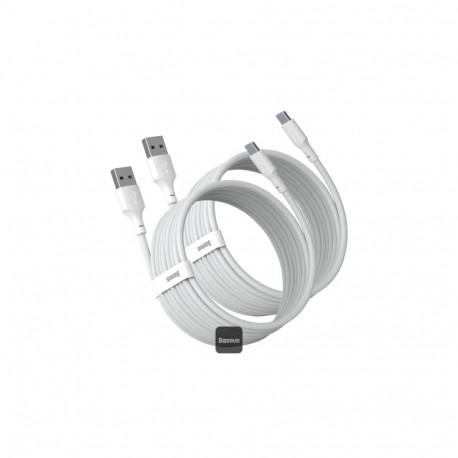 Cable USB A Plug - USB C Plug 1.5m 40W 5A QC3.0 PD, White (2 pcs)