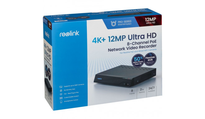 Reolink NVS8 NVR 4K UltraHD PoE tallennin, 2 Tt
