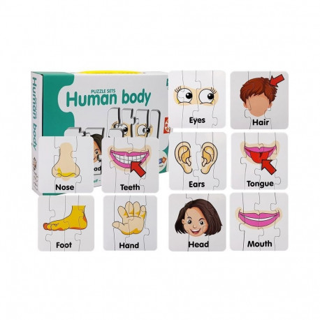 Puzzle Edukacyjne Układanka Części Ciała 10 Połączeń Angielski