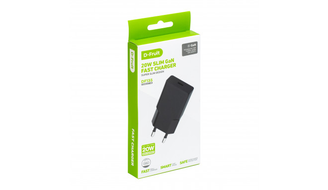 D-Fruit laadija 20W USB-C DF135, must