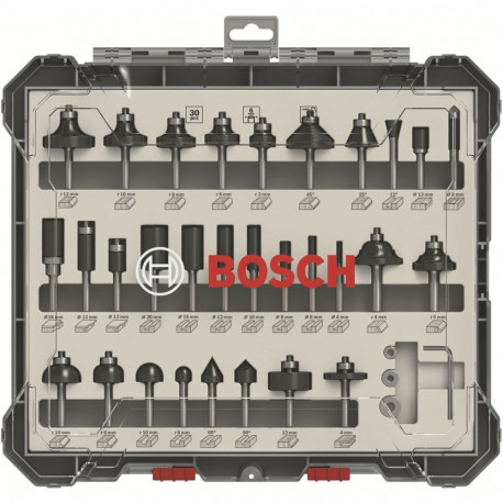 Bosch 30-osaline puidupuuride komplekt 6 mm varrega freesile