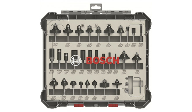 Bosch 30-osaline puidupuuride komplekt 6 mm varrega freesile