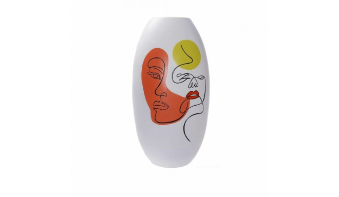Vase DKD Home Decor Face White Resin Multicolour (20,5 x 20,5 x 38 cm)