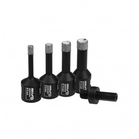 Teemantaugusaagide komplekt 6, 8, 10, 12mm + adapter