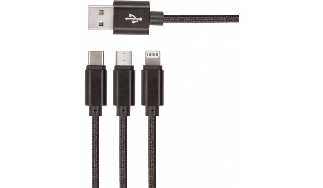 Setty kaabel USB - Lightning/USB-C/microUSB 3in1 2A 1m, must