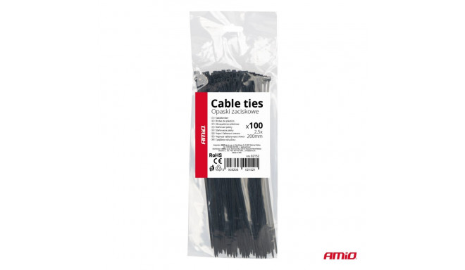 Sidumislindid 100tk 2,5x200mm, mustad