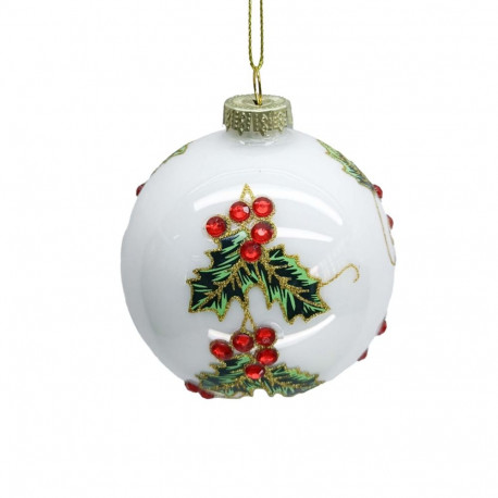 Christmas ornament JOY WHITE D8cm, glass