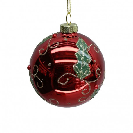 Christmas ornament JOY RED D8cm, glass