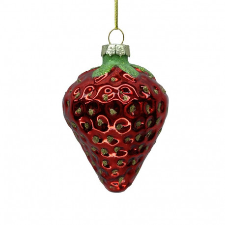 Christmas ornament JOY STRAWBERRY 8.5cm, glass