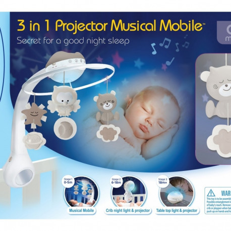 3-in-1 Musical Projector Carousel - Beige