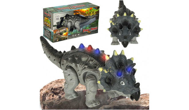 Kaugjuhitav dinosaurus RC Triceratops kõnnib süttib ja möirgab