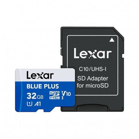 Lexar microSDHC Blue Plus UHS-I with SD adapter, up to 100MB/s read  C10/A1/U1 (V10) 32