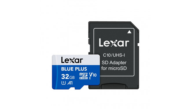 Lexar microSDHC Blue Plus UHS-I with SD adapter, up to 100MB/s read  C10/A1/U1 (V10) 32