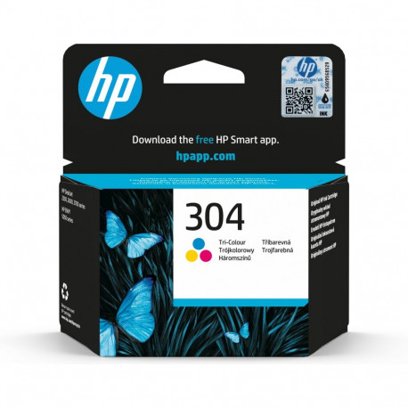 HP 304 Tri-color Ink Cartridge, 100 pages, for HP DeskJet 2620,2630,2632,2633,3720,3730,3732,3735
