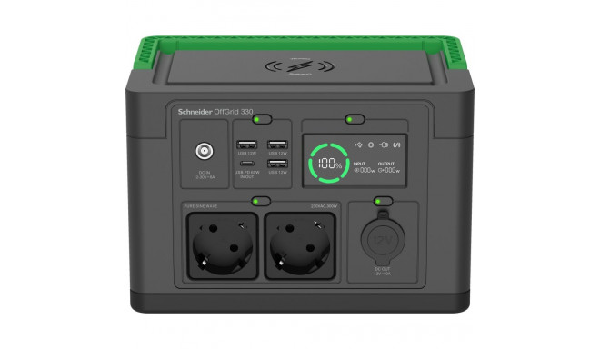 Schneider OffGrid Portable Power Station 330, 230V, 332Wh Lithium-ion, LCD, 2 CEE 7/3 Schuko outlets