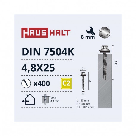 SELF SCREW 4,8X25 DIN7504K MET+EPDM(400)