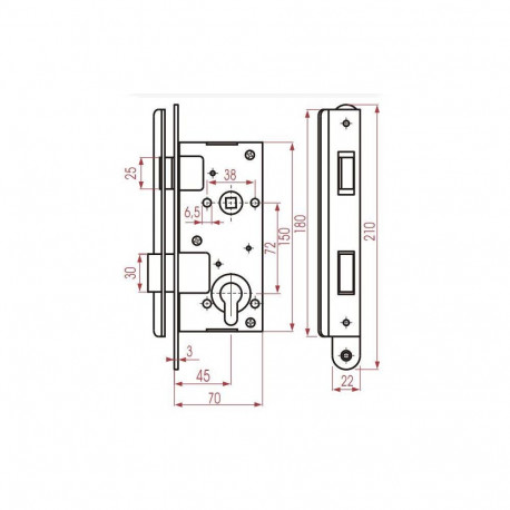 MORTISE LOCK KURZEMES 406C-35802/2
