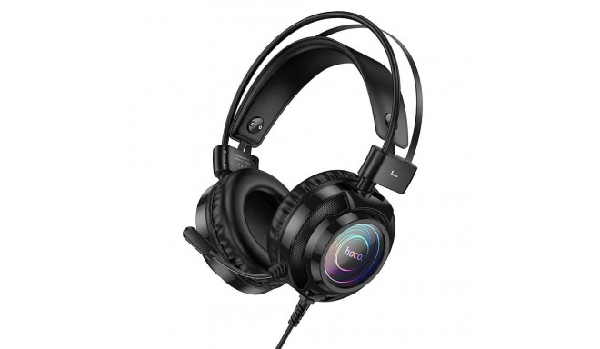 HOCO wire headphones USB A + Jack 3,5 mm with microphone gaming W110 2 m black