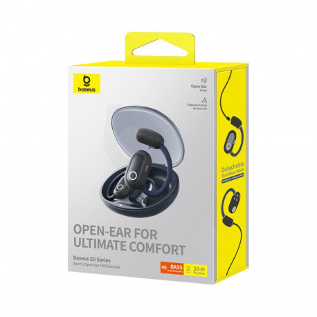 Open-Ear True Wireless Bluetooth 5.3 Earphones Eli Sport 1 with Charging Case, Black