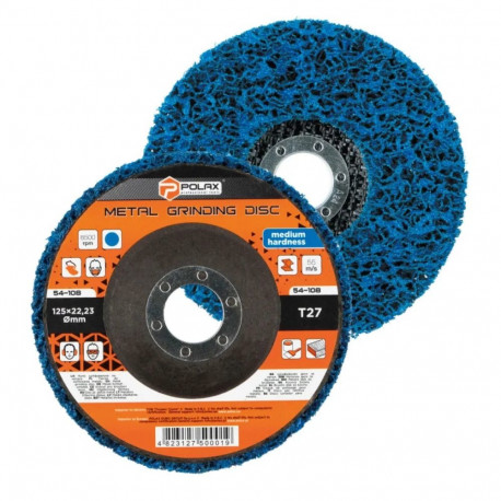 Slīpdisks rūsas, krāsas noņemšanai T27 125mm, zils, vidēja cietība. Polax