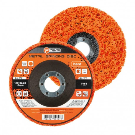 Slīpdisks rūsas, krāsas noņemšanai T27 125mm, oranžs, ciets, Polax