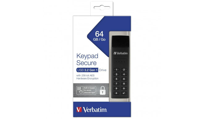 External drive Verbatim Keypad Secure USB 3.2 Gen 1 64GB black 49428