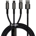 Baseus USB Cable USB-A - USB-C + microUSB + Lightning 1.5 m Black (CAMLTWJ-01)