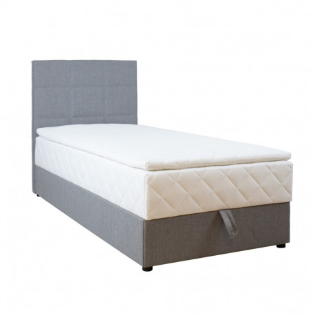 Continental bed LEVI 90x200cm, with mattress, grey