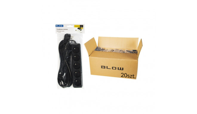 98-545# võrgupikendus pr-570p 5-pesaga maandusega 5m must 3x1,5mm (20 tk.)