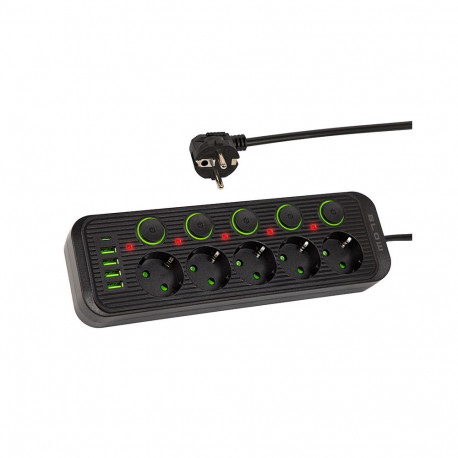 98-208# ps-530s 5-gniazd 4xusb 1xusb-c 3m must 3x1mm