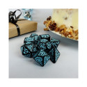 Dice Set - Q-WORKSHOP 20 Years Halloween 8 Dice Plastic Black Glitter Turquoise
