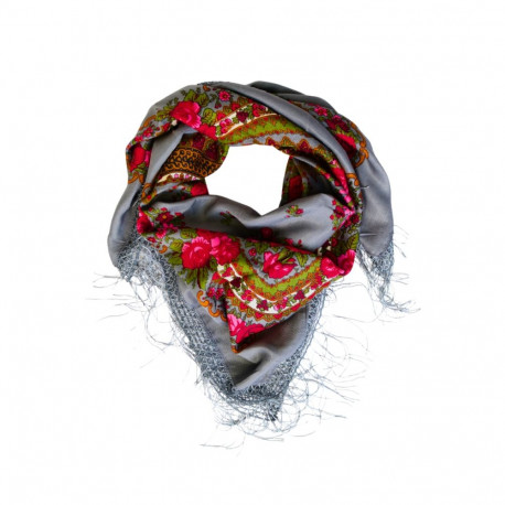 SOKISAHTEL FLORENTINI tumehall kirju narmastega õlasall 425