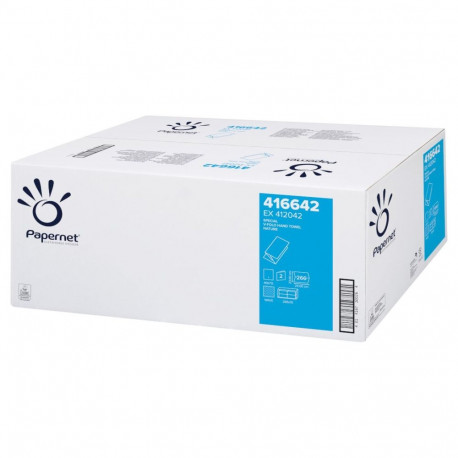Lehtpaberrätik PAPERNET V-fold, 2-kih, 23x24,5cm, 266l, naturaalne (15 tk)