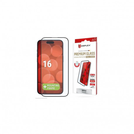 Displex Premium Screen Protector (Full Cover, 10H) for Apple iPhone 16, Eco Mounting Frame, Full Cov
