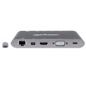 Manhattan USB-C Dock/Hub with Card Reader, Ports (x8): USB-C to HDMI, Audio 3.5mm, Ethernet, Mini Di