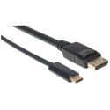 Manhattan USB-C to DisplayPort Cable, 4K@60Hz, 1m, Male to Male, Black, Not Bi-Directional, Three Ye Manhattan USB-C to DisplayPort Cable, 4K@60Hz, 1m, Male to Male, Black, Not Bi-Directional, Three Ye