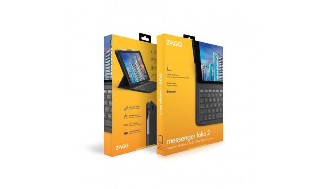 ZAGG Keyboard Messenger Folio 2-Apple-iPad 10.2/10.5-Charcoal-German