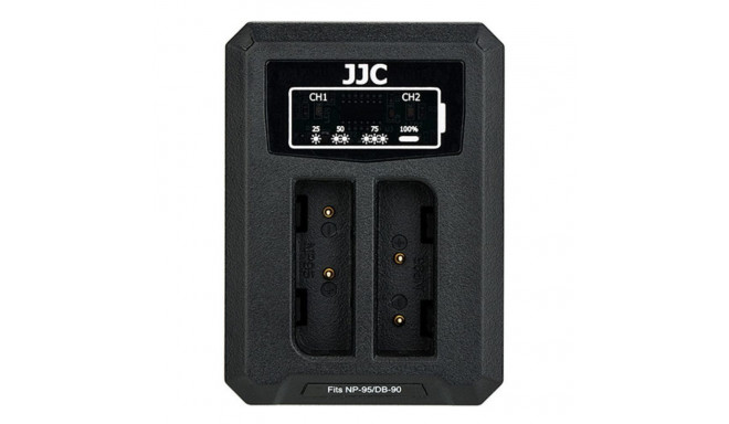 JJC Fuji DCH NP95 USB Dual BatteryCharger (voor Fujifilm NP 95 / Ricoh DB 90)