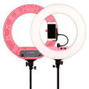 Caruba Round Vlogger 18 inch LED Set Economy met Tas Roze