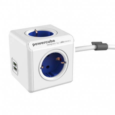 Allocacoc PowerCube Extended USB Blauw 1,5m Kabel