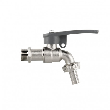 1/2" väliskeere x 3/4" väliskeere koos klapi ja 13 mm voolikuühendusega SIDE LOCK, messing, nikkel